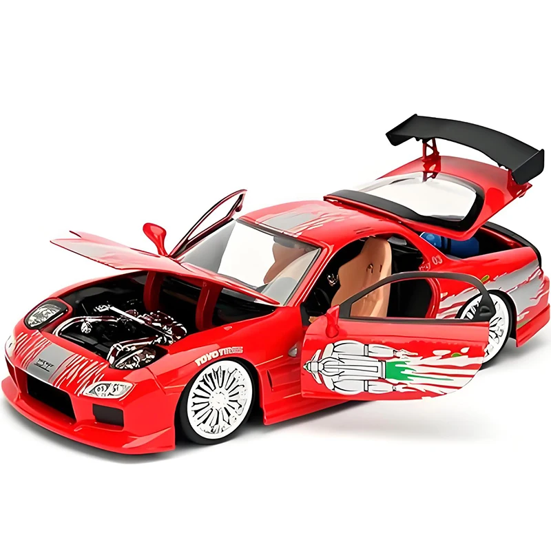 Фото JADA 1:24 Fast & Furious Doms Mazda RX7 легкосплавный автомобиль, литье под давлением и игрушечный транспорт, модель автомобиля, миниатюрная масштабная модель автомобиля для детей №2