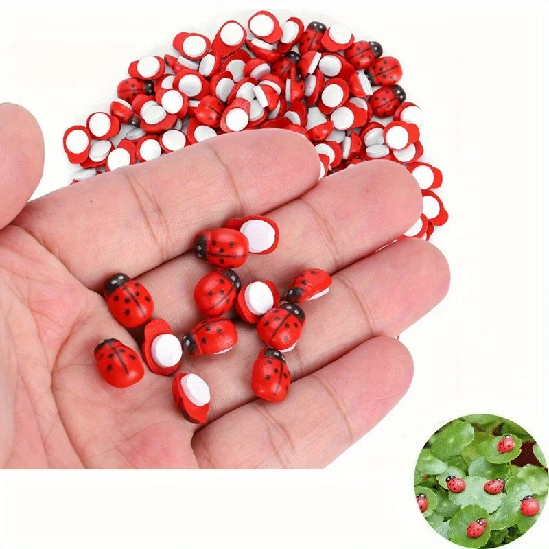 100 шт. DIY микро пейзаж мох сочный маленький орнамент деревянный мультяшный цветной жук семь звезд божья коровка