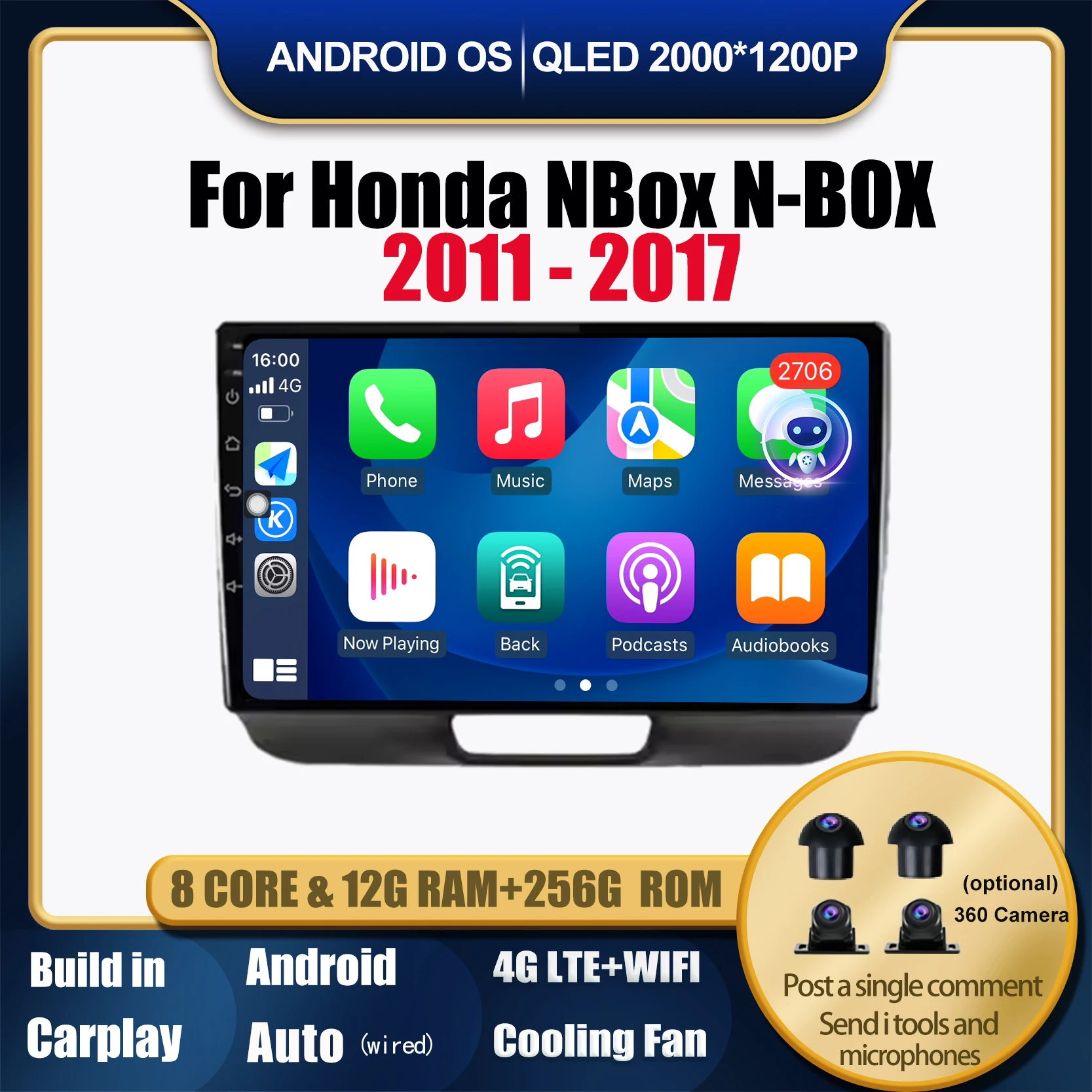 Для Honda NBox N-BOX 2011 2012-2017 автомобильный радиоприемник мультимедийный видеоплеер беспроводной Carplay GPS навигация стерео без 2Din DVD инструменты