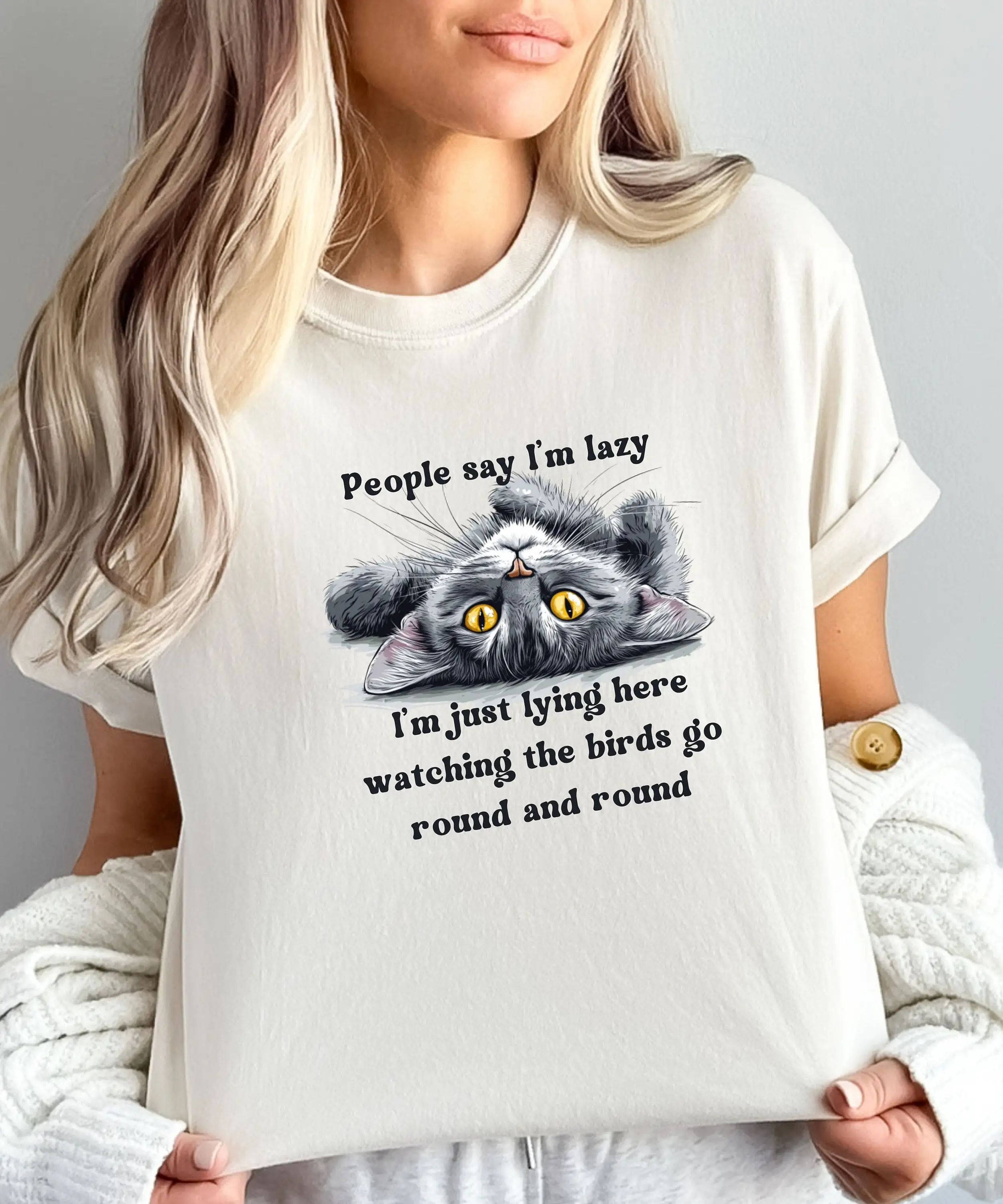 Люди говорят, я ленивый футболка CaT, забавная милая песня, тексты песен, мама, футболка, тематические подарки
