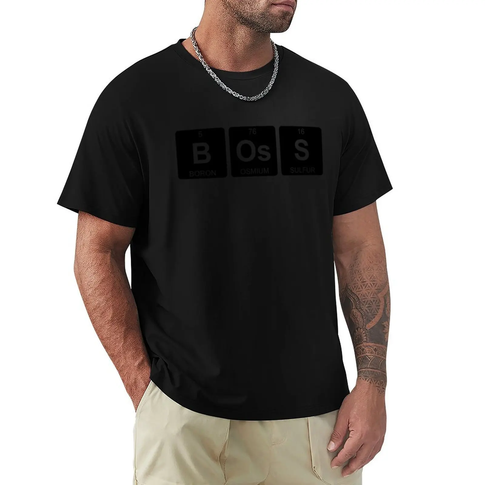 B Os S - Boss - Периодическая таблица - футболка с химической грудью, рубашки с рисунком, черные футболки для мужчин