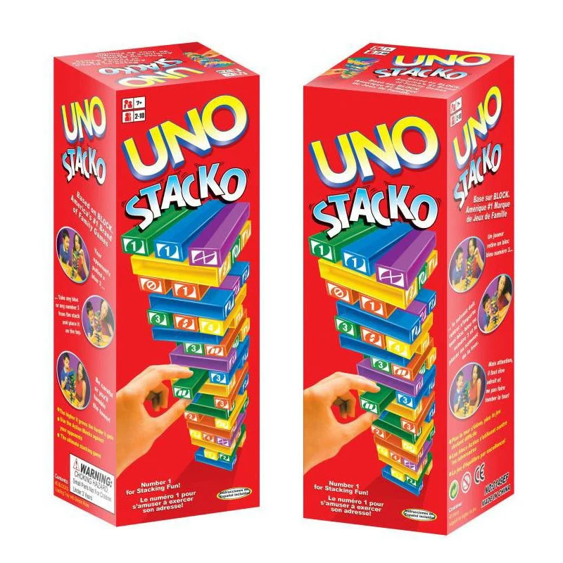 UNO Stacko Game Stacking Color Tower Семейная вечеринка Интерактивная головоломка для родителей и детей Настольная игра Дети Набор рисования Изучение Игрушки