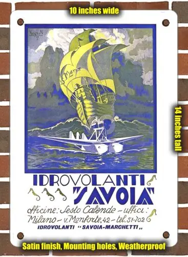 Металлический знак 1927 Savoia, морские Самолеты «Savoia»-10x14 дюймов