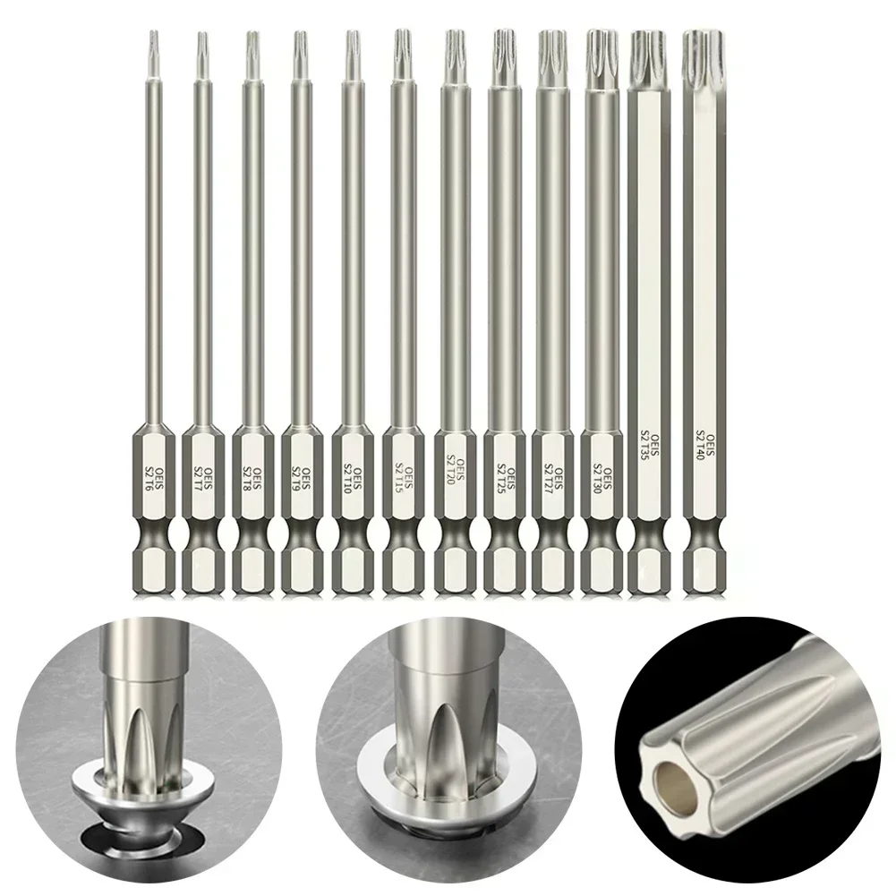 Фото 1 шт., полая отвертка Torx, 100 мм, 1/4 дюйма, шестигранный хвостовик T6-T40, головка для снятия винтов, электрическая дрель, детали инструментов для ручной отвертки №4
