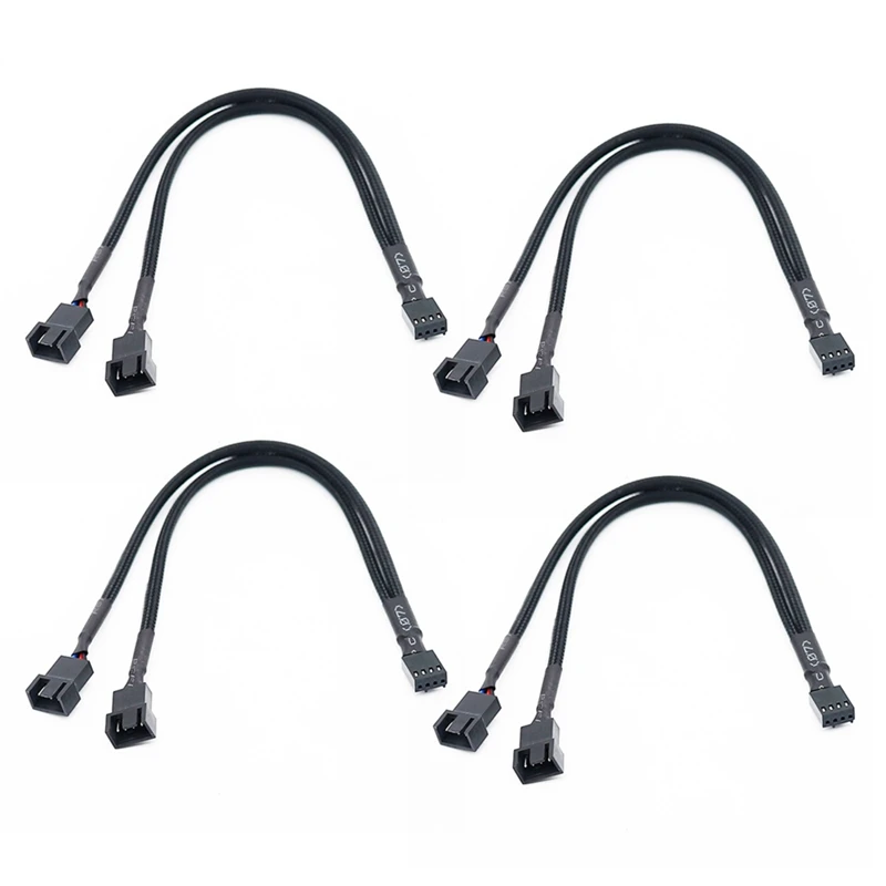 4x1-2 Way плетеный кабель Y-разветвитель 3/4 Pin PWM Штекерный разъем вентилятор компьютерный ПК Удлинительный Кабель-адаптер