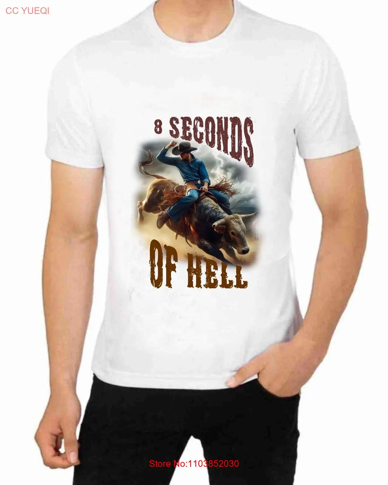 Футболка Rodeo Cowboy riding the bull 8 Second of Hell T shirt Rodeo художественные принты