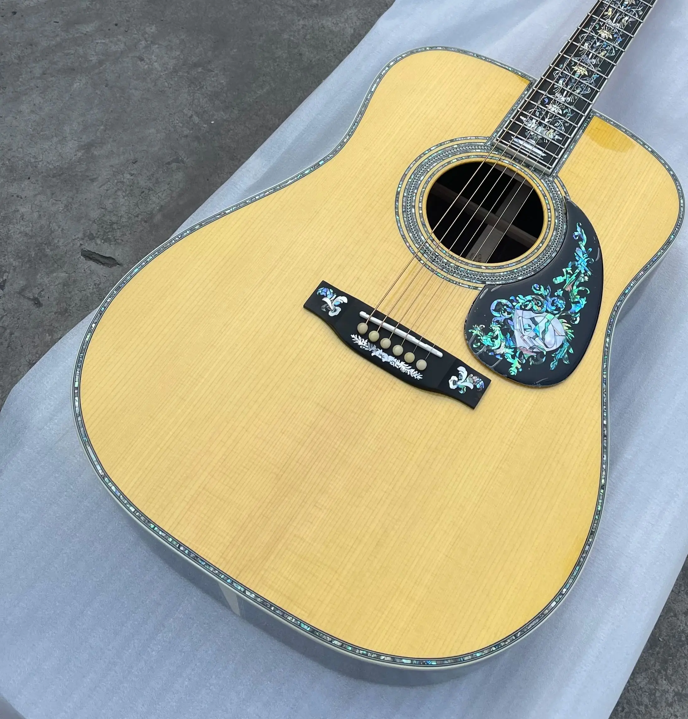 Индивидуальная акустическая гитара Martin D100, новая верхняя часть из цельного ели, тип D 100, модель 41, гитара с красочной инкрустацией в виде ракушки, переплет морского ушка