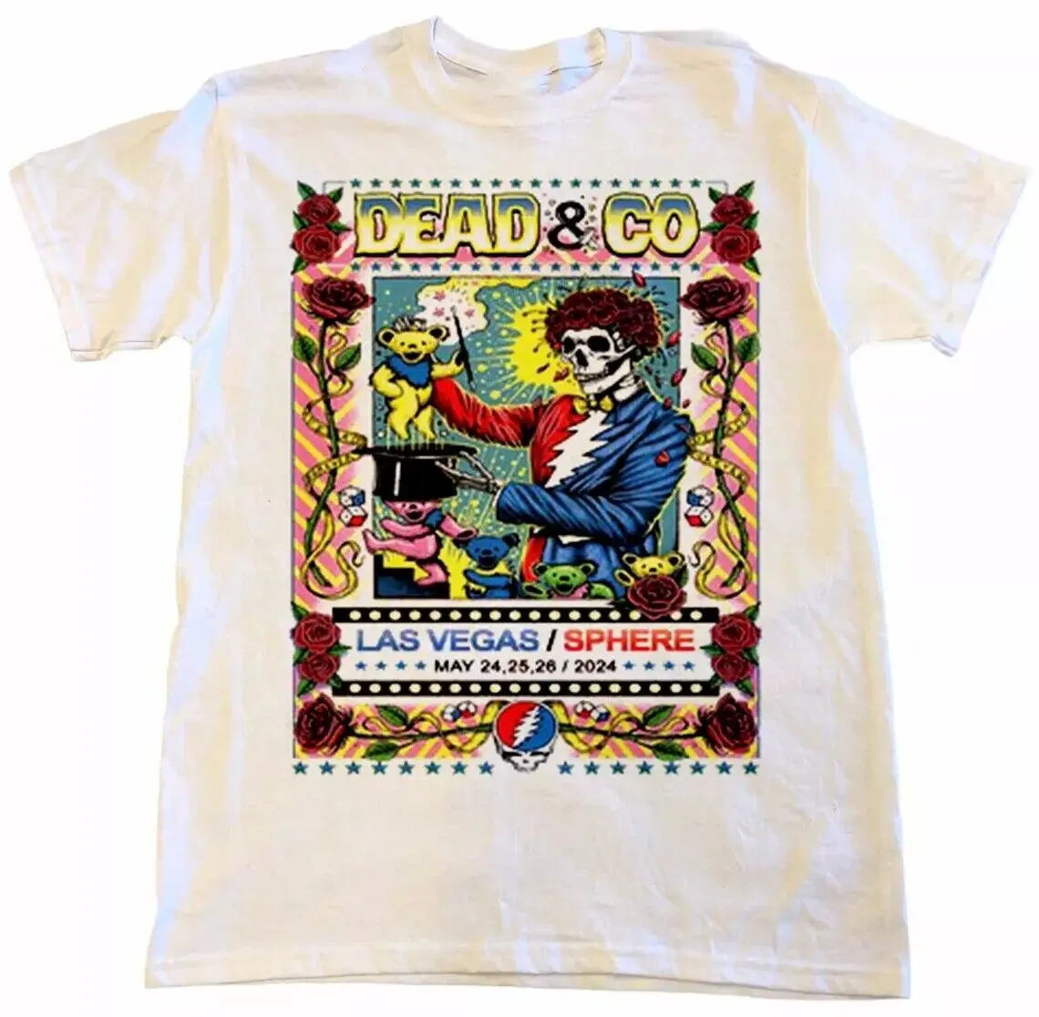 Dead And Company May 2024 сферическая футболка Лас-Вегаса для Kh3760