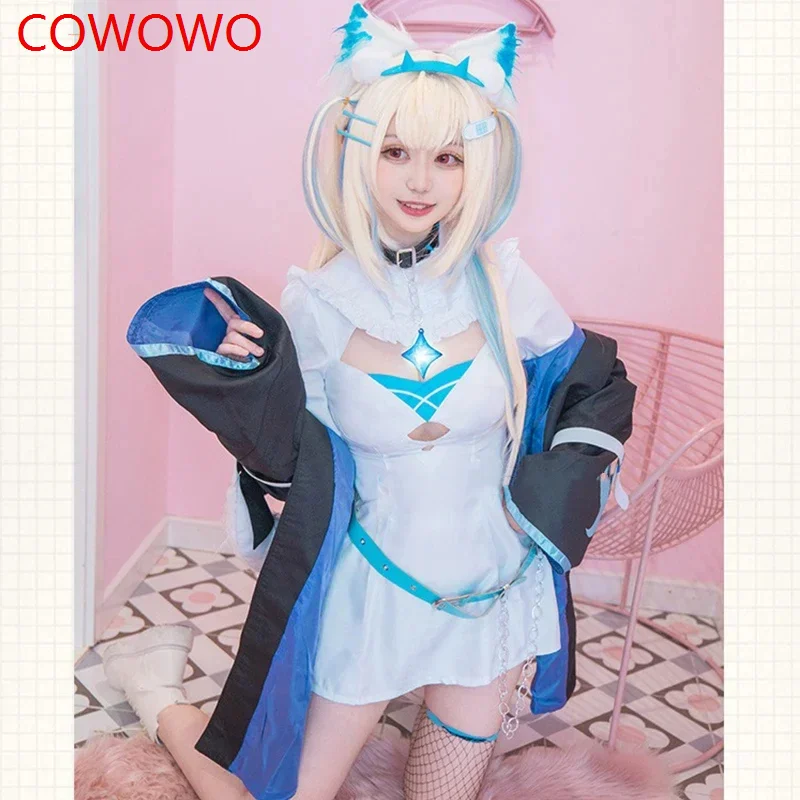 COWOWO Fuwawa Abyssgard Косплей Костюм Vtuber Косплей Платье Сексуальный Вечерний Костюм С Хвостом Хэллоуин Карнавальная Униформа На Заказ