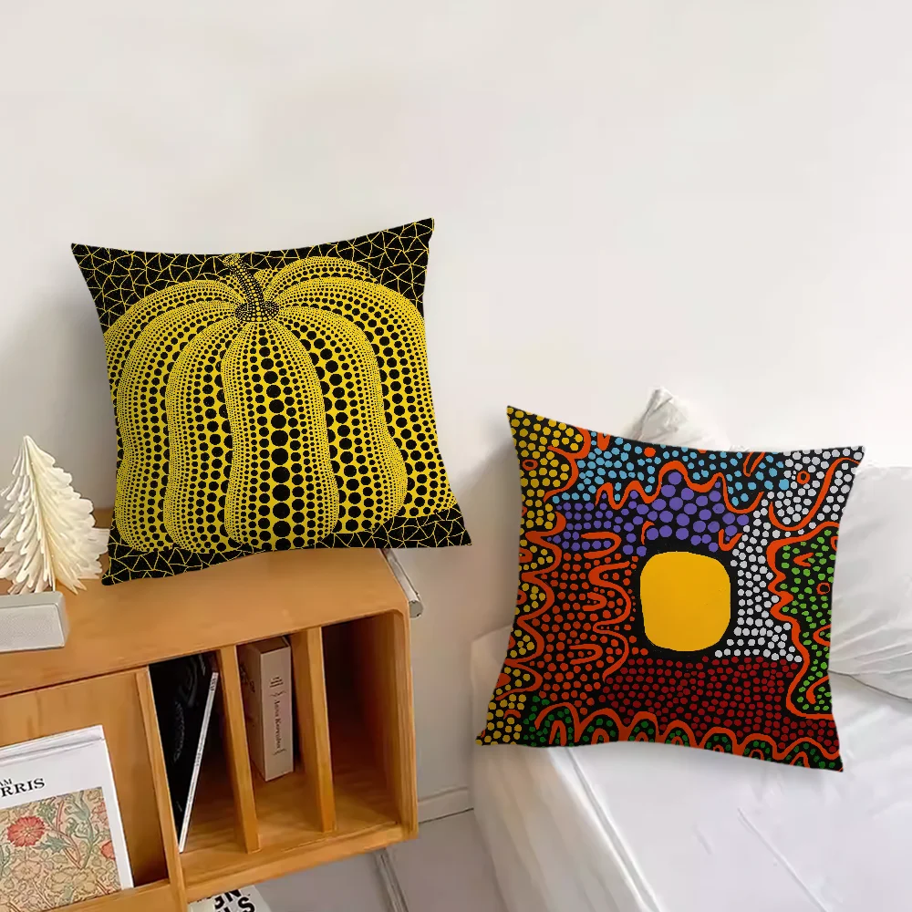 D-Dots Art Y-Yayoi K-Kusama Чехол для подушки Гостиная Акцент Диван Поддержка спины Квадратная гостиная Восстанавливаемый компаньон Наволочка