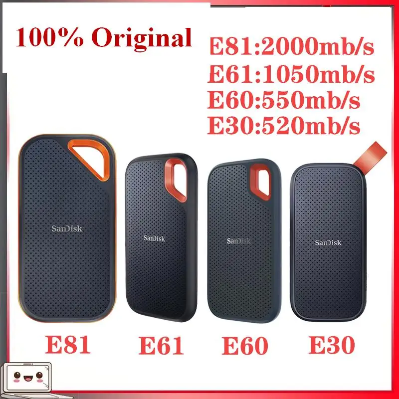 Портативный внешний жесткий диск Sandisk PSSD 480 Гб 4 ТБ 2000 Мб/с USB 3,1 Type-C 500 ГБ 1 ТБ