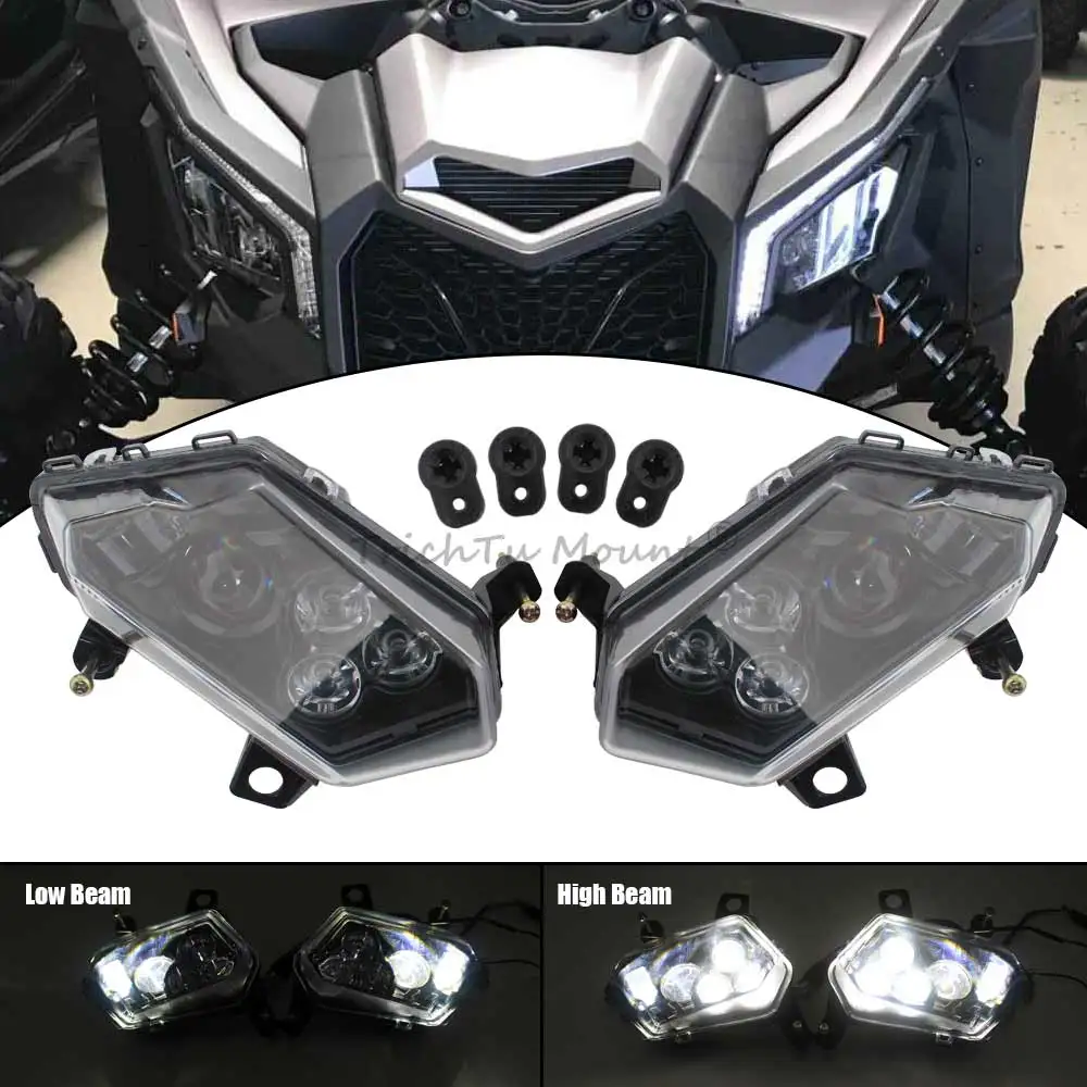 Пара светодиодных фар UTV в сборе, фара 710004658   & 710004659   Для Can Am Maverick X3 XDS XRS Max Turbo R 2/4 сиденья 2017-2023