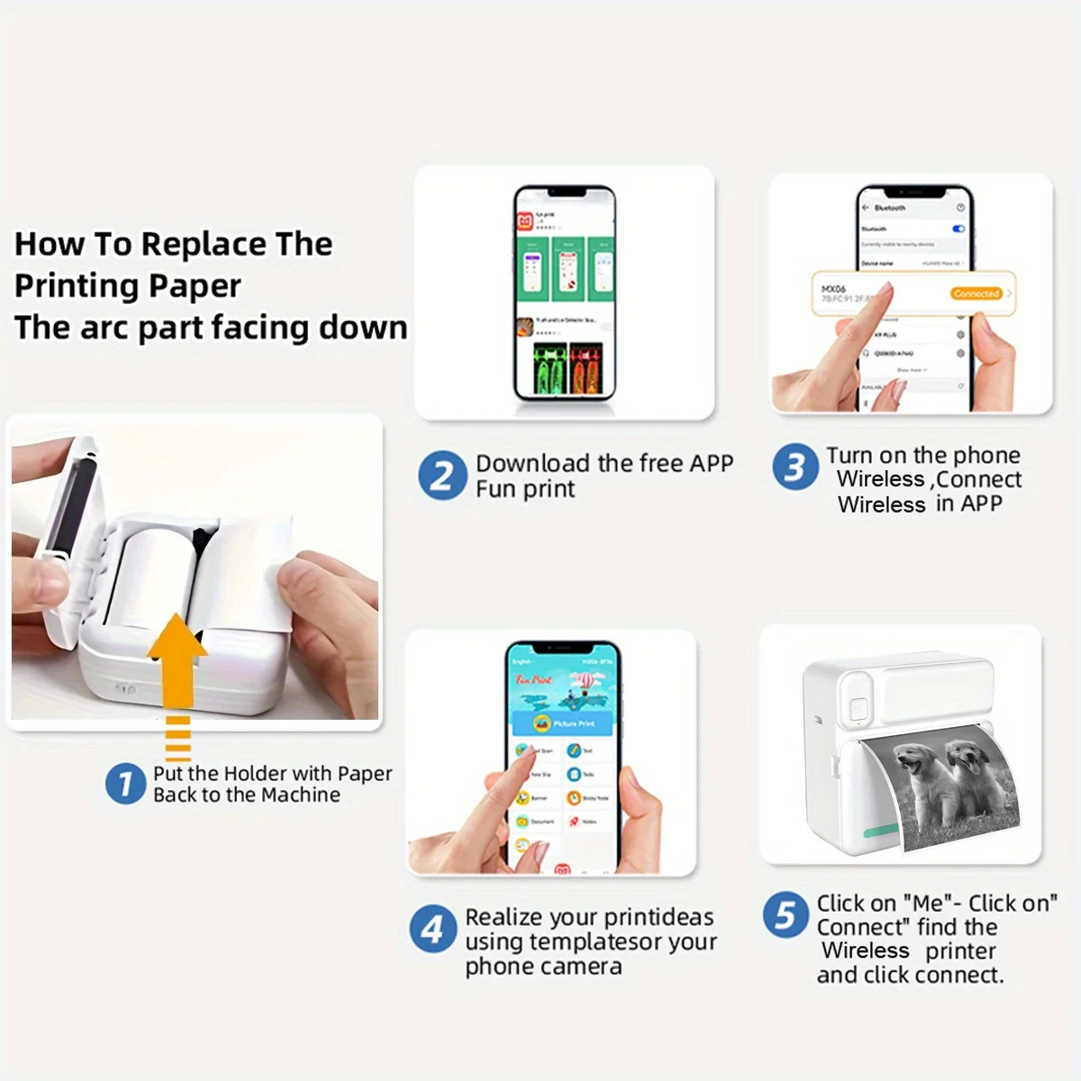 Фото Мини-принтер Карманный, для iOS и Android №3