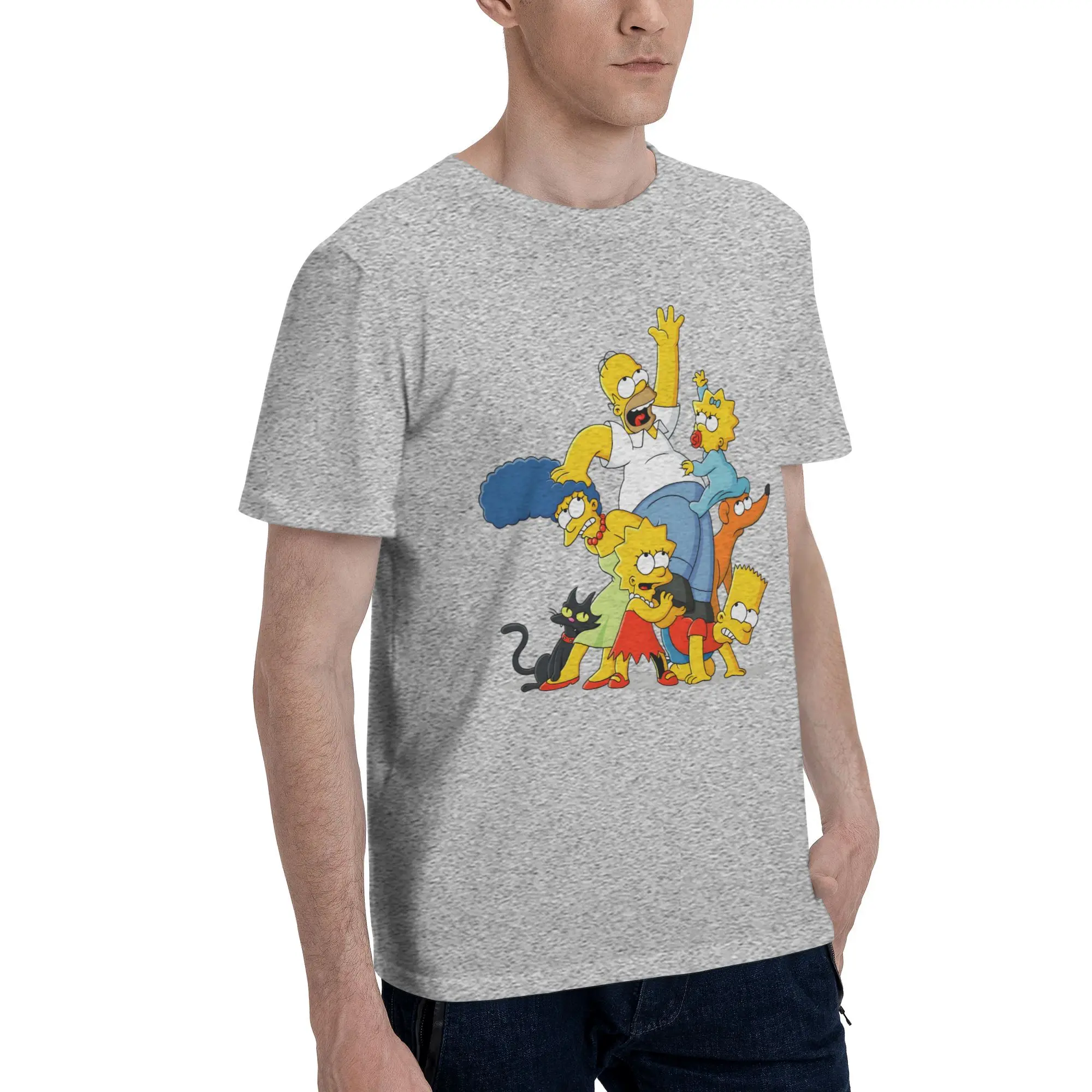 Фото Футболки S-Simpsones, мужские футболки из 100% хлопка с короткими рукавами, футболка с мультяшным принтом, уличная футболка, подарок №2