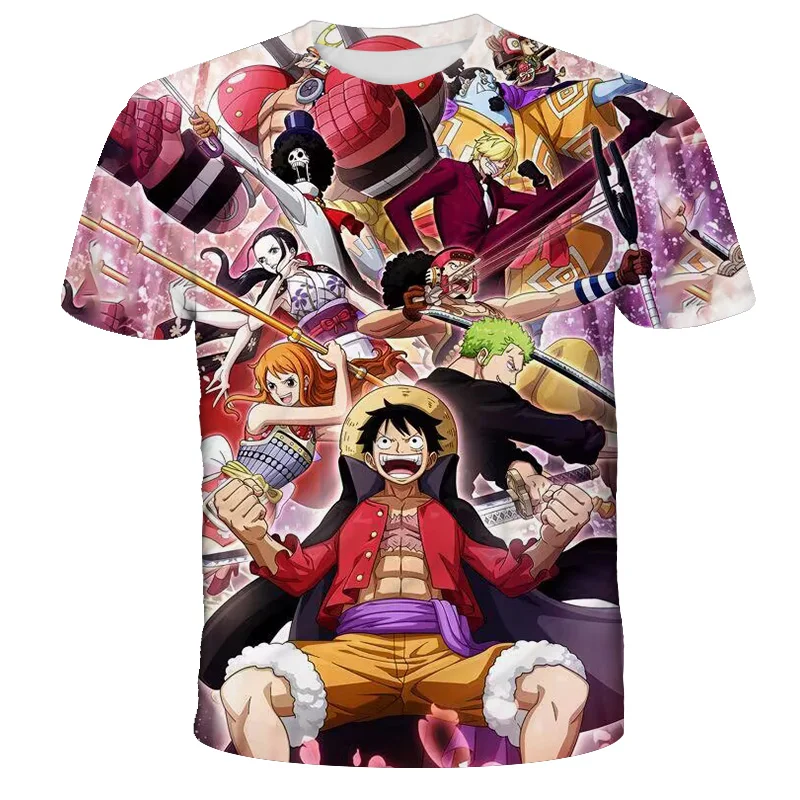 Фото Модная детская футболка в стиле аниме One Piece Luffy, одежда для мальчиков, детская футболка для мальчиков, детская футболка, летние топы с короткими рукавами, футболки №2