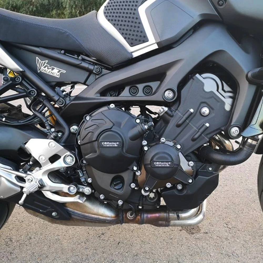 Фото Защита двигателя GBRacing MT-09, FZ-09, Tracer & Scrambler 2014-2020, крышка двигателя, защитные чехлы для мотоциклов, комплект защитных чехлов №3