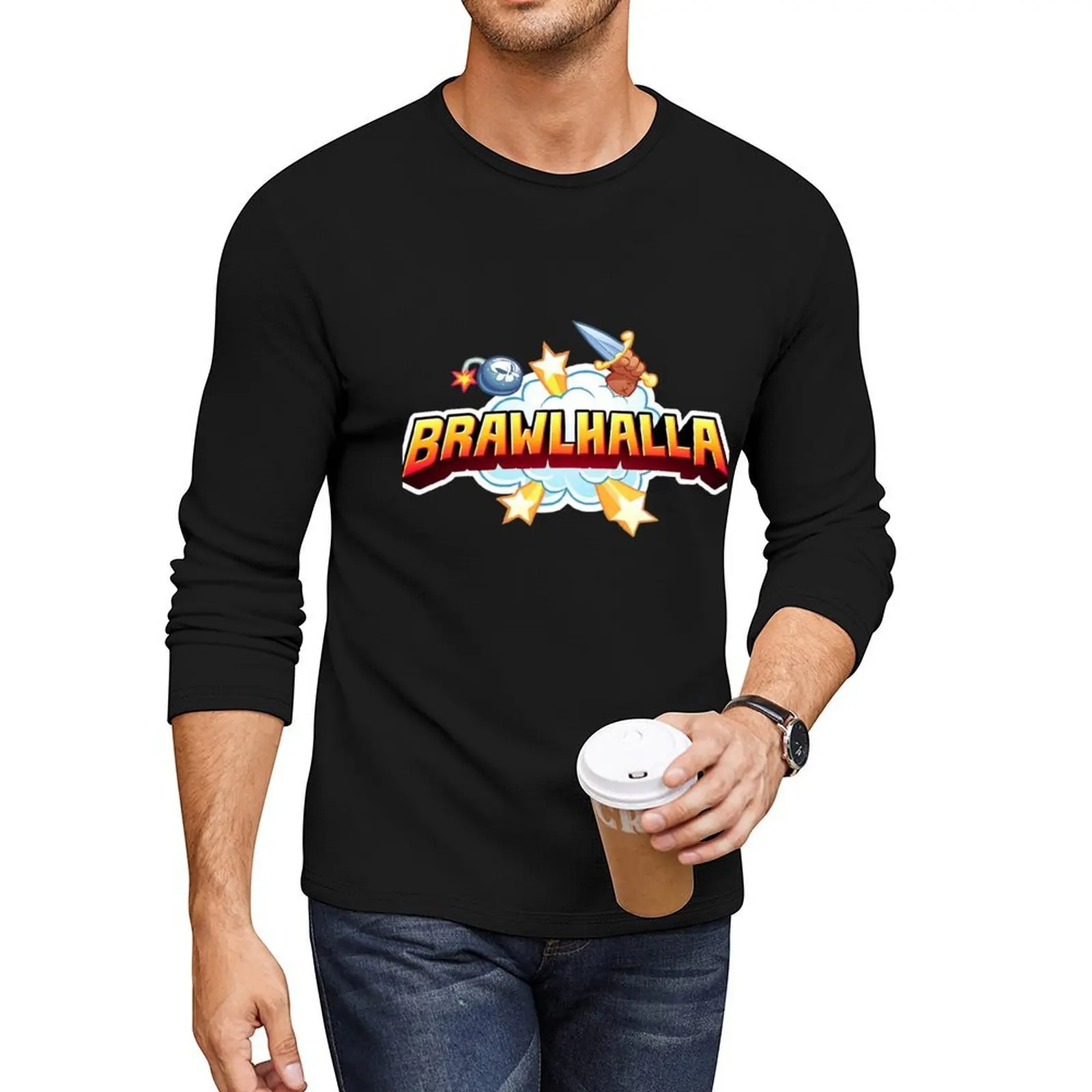 Длинная футболка Brawlhalla bum, футболки с рисунком, аниме, корейская модная футболка, мужская одежда