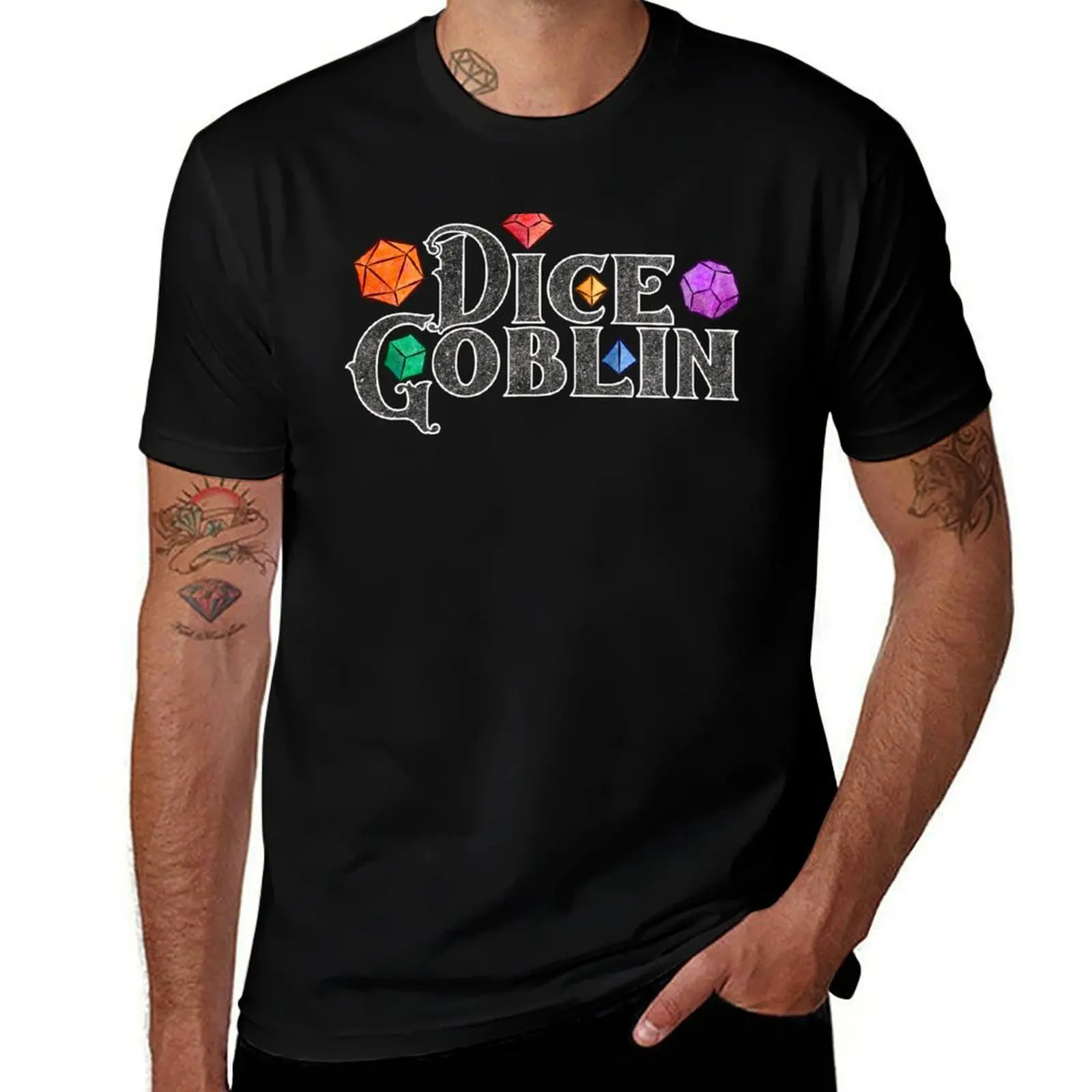 Футболка Dice Goblin Rainbow Dice, новые подарки и футболки, винтажная одежда в тяжелом весе, быстросохнущие мужские белые футболки