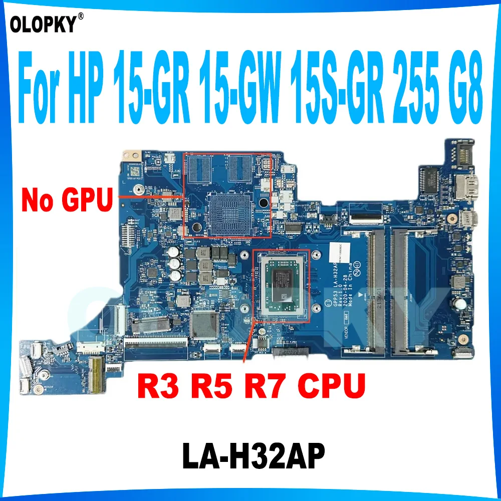 Материнская плата GPP53 LA-H32AP для ноутбука HP 15-GR 15-GY 15-GW 15S-GR 15S-GU 255 G8 с процессором 3050U R3 R5 R7 M03669-601, тест