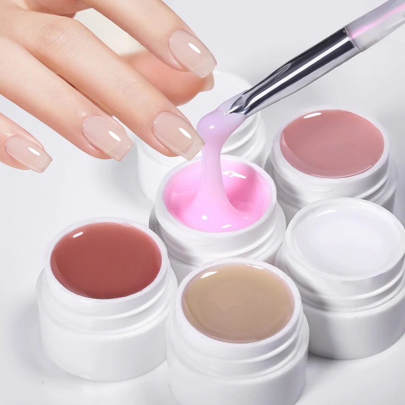 Фото LILICUTE Jelly Nude с антипригарным покрытием для рук, твердый гель-лак для наращивания ногтей 6 в 1, высококачественный полупрозрачный УФ-гель для строительства ногтей №3