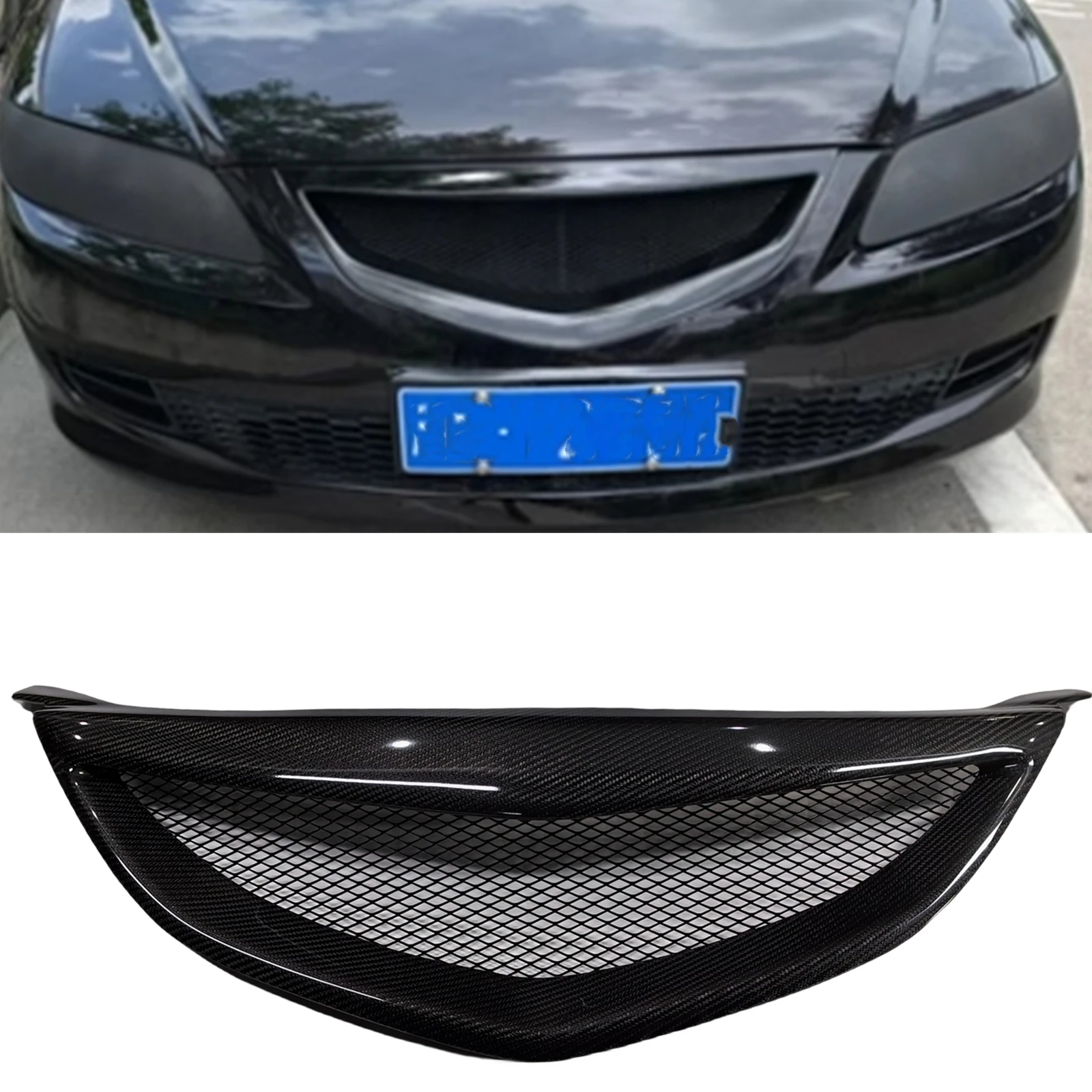 Решетка Передняя гоночная для Mazda 6, 2003, 2004, 2005, в виде сот