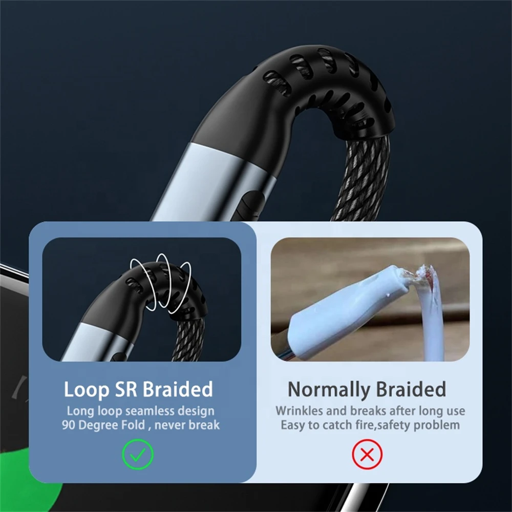 Фото Кабель USB Type C-USB C 100 Вт/5A PD для быстрой зарядки, зарядное устройство, провод, шнур для Macbook, Xiaomi, Samsung, кабель USB Type-C №3