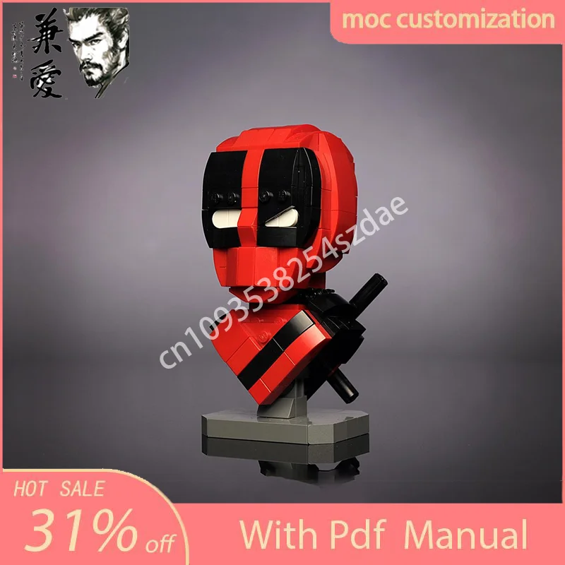284 шт. MOC на заказ Deadpools Бюст Супергерои Модель Строительные блоки Кирпичи Diy Образование Сборка Игрушки для детей Праздничные подарки