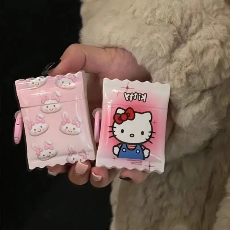 Kawaii Sanrio My Melody Candy Airpods 1/2/3/por Anime Bluetooth чехол для гарнитуры Pelindung Cangkang чехол для гарнитуры силиконовый чехол