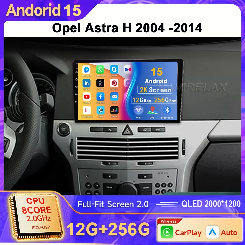 Android QLED экран Carplay 4G GPS автомобильное радио для Opel Astra H/Zafira B 2004-2014 Wi-Fi автомобильный мультимедийный видеоплеер навигация