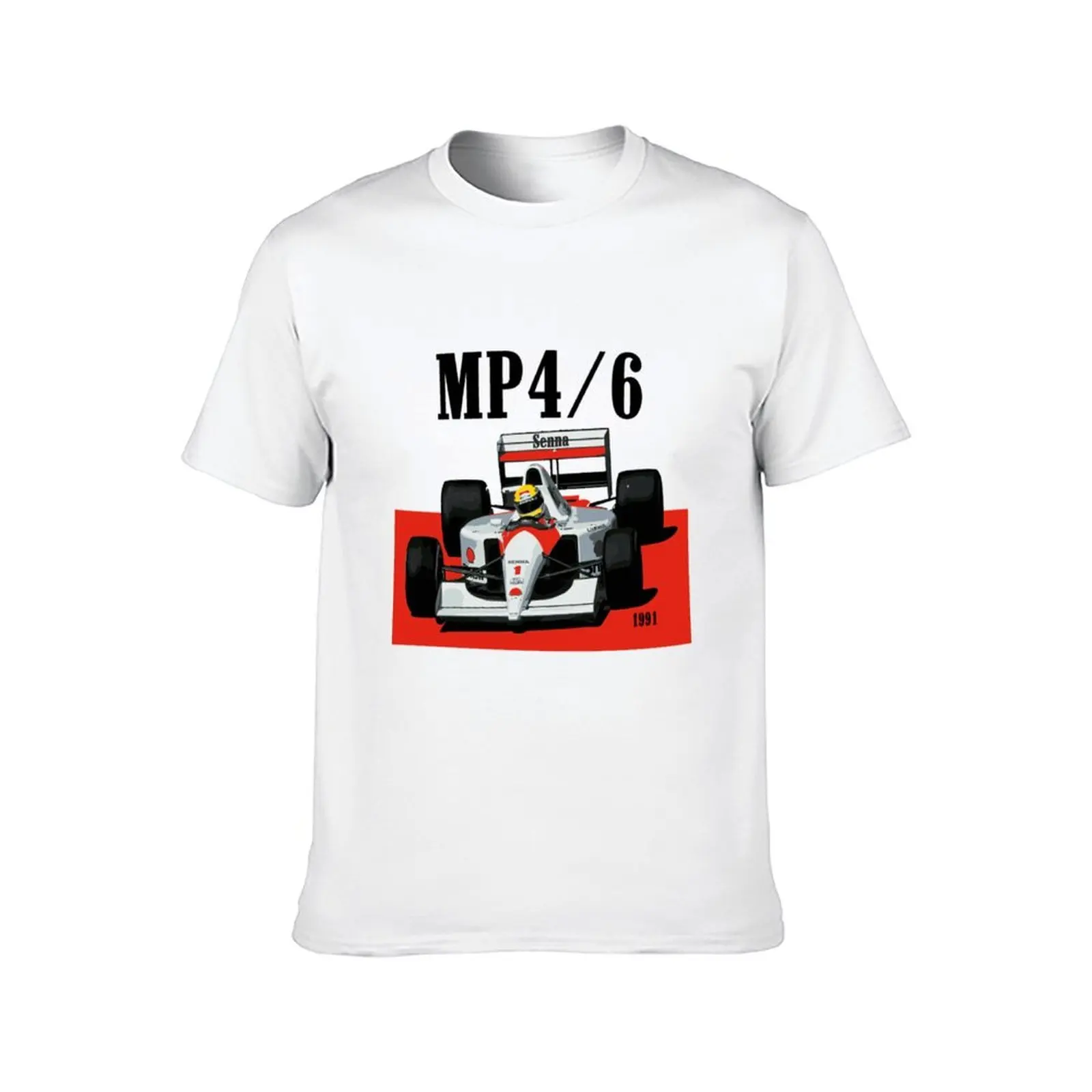 Фото Senna MP4_6 F1 автомобильная футболка мужские футболки для мужчин повседневные футболки для мужчин хлопковая забавная футболка №2