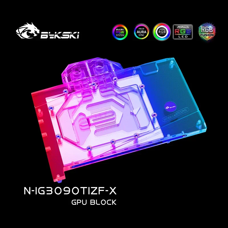 Водяной блок Bykski для Colorful GeForce RTX 3090Ti Battleax 24G / Медный радиатор с полным покрытием / RGB Light SYNC N-IG3090TIZF-X Компьютерные комплектующие