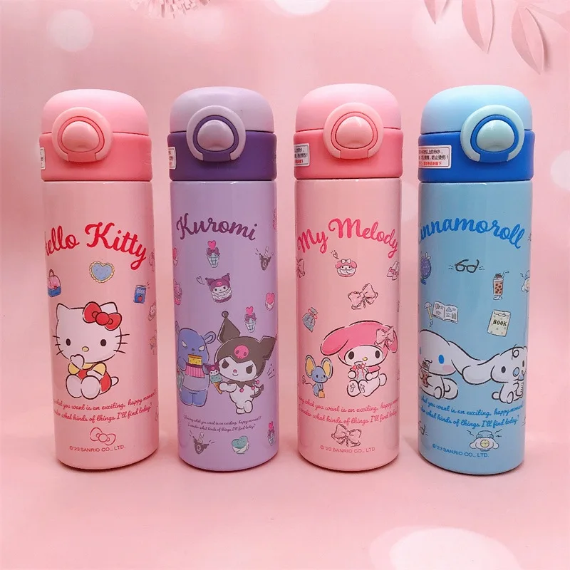 Термос Kuromi Cinnamoroll 500 мл, чашка с героями мультфильмов, аниме Sanrio, моя мелодия, Китти, изоляция, фотография, чайник для студентов, подарок