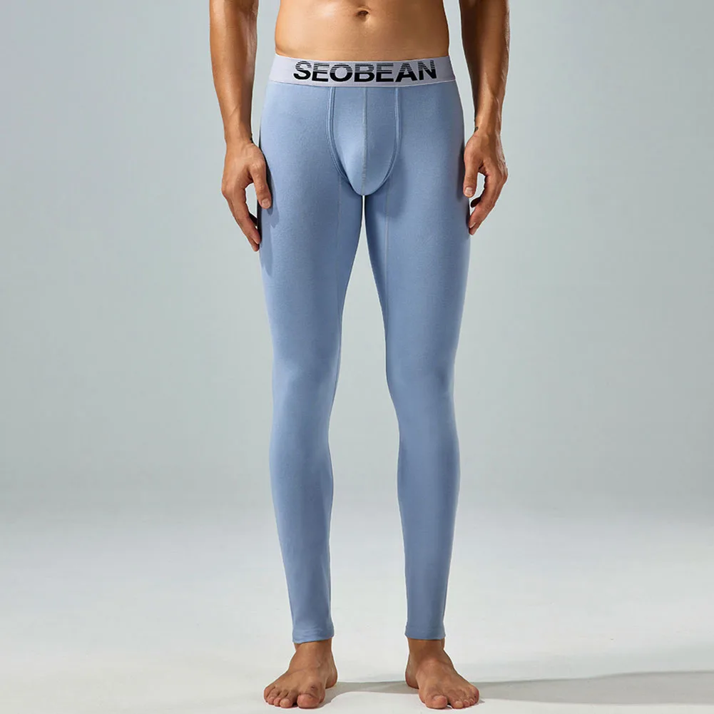 Фото Мужские термобрюки Long Johns, плотное нижнее белье, флисовые леггинсы, зимняя одежда для сна, выпуклая сумка, брюки с бандажами, тонкие удобные брюки №2