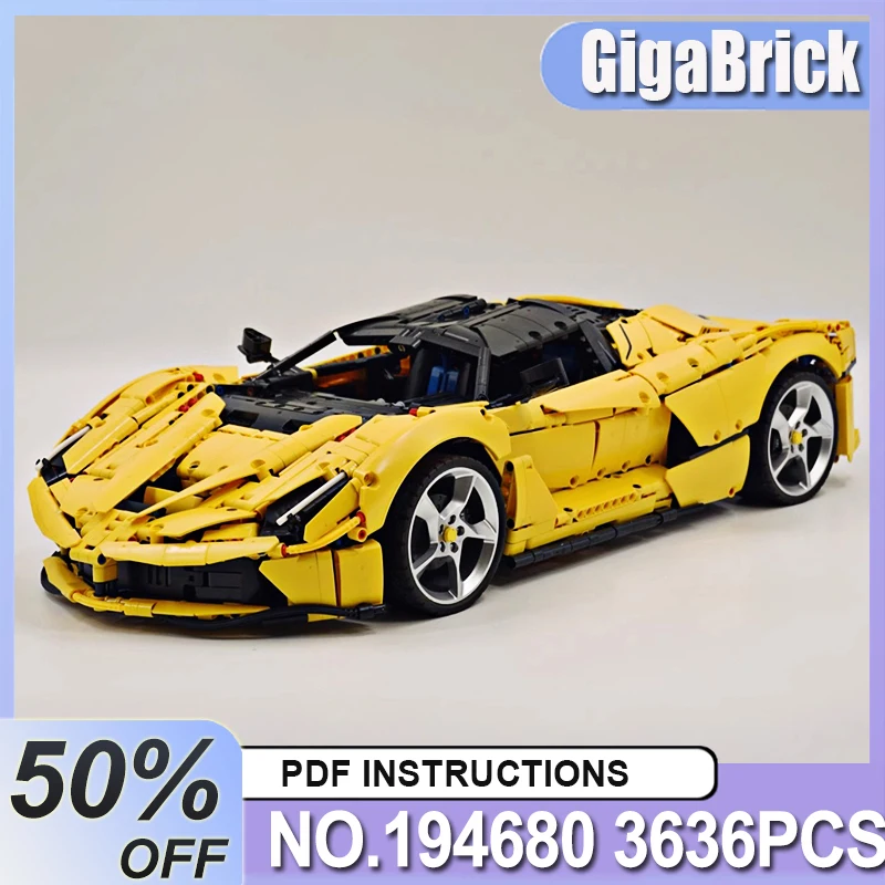 Сборка игрушек своими руками MOC- 194680   Желтые технические супер Sprots модель автомобиля, строительные блоки, кирпич, подарки на день рождения, Рождество для детей