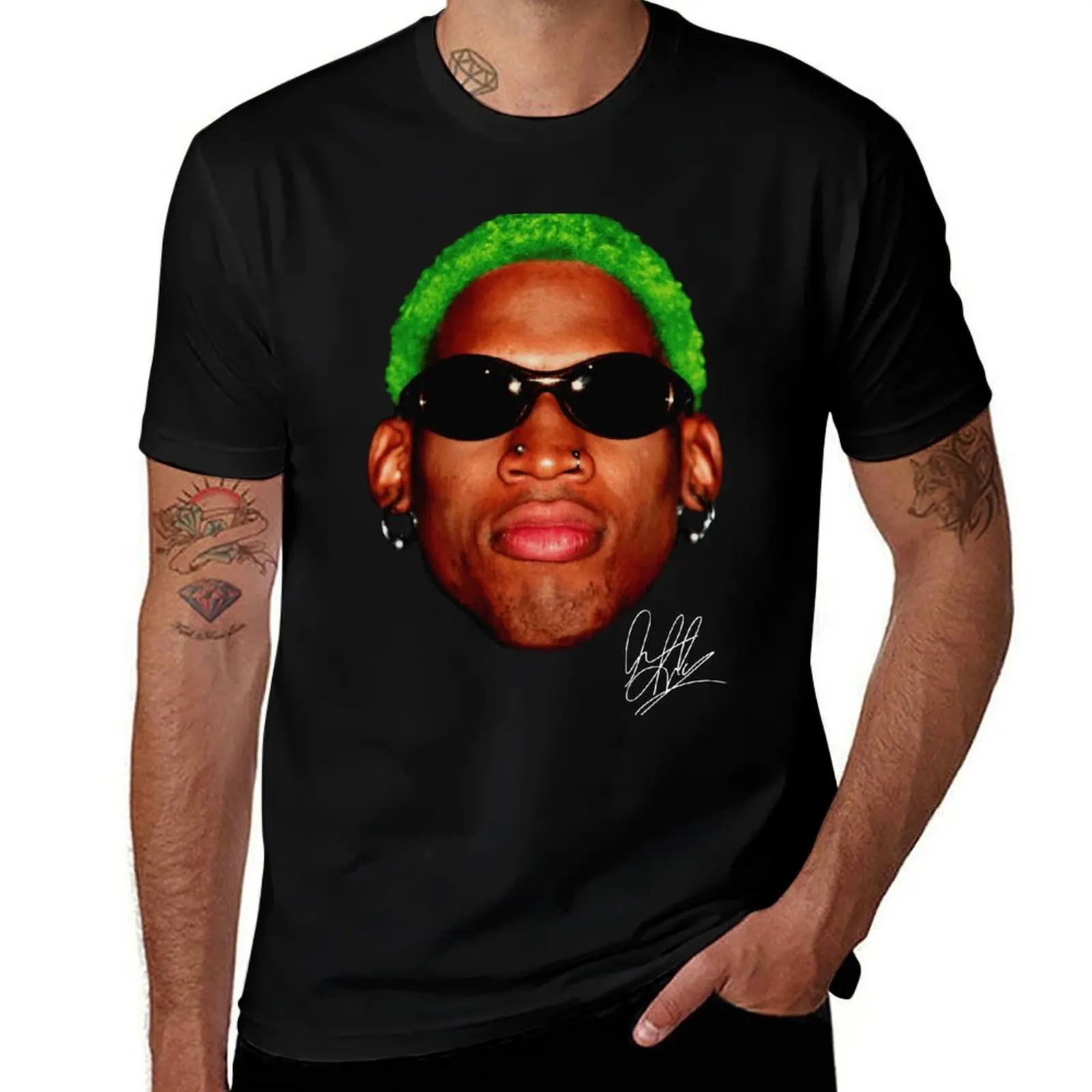 Футболка Dennis Rodman с синим замком Louboutins, футболка с аниме, винтажные мужские футболки с рисунком, забавные