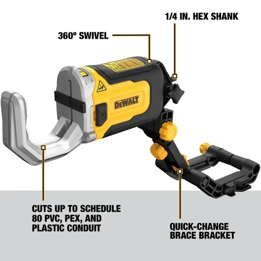 Фото DEWALT DWAPVCIR Насадка для резки стеклоочистителя Impact Connect ПВХ/PEX 6X Faster Cuts для ударной дрели 18 В/20 В №2
