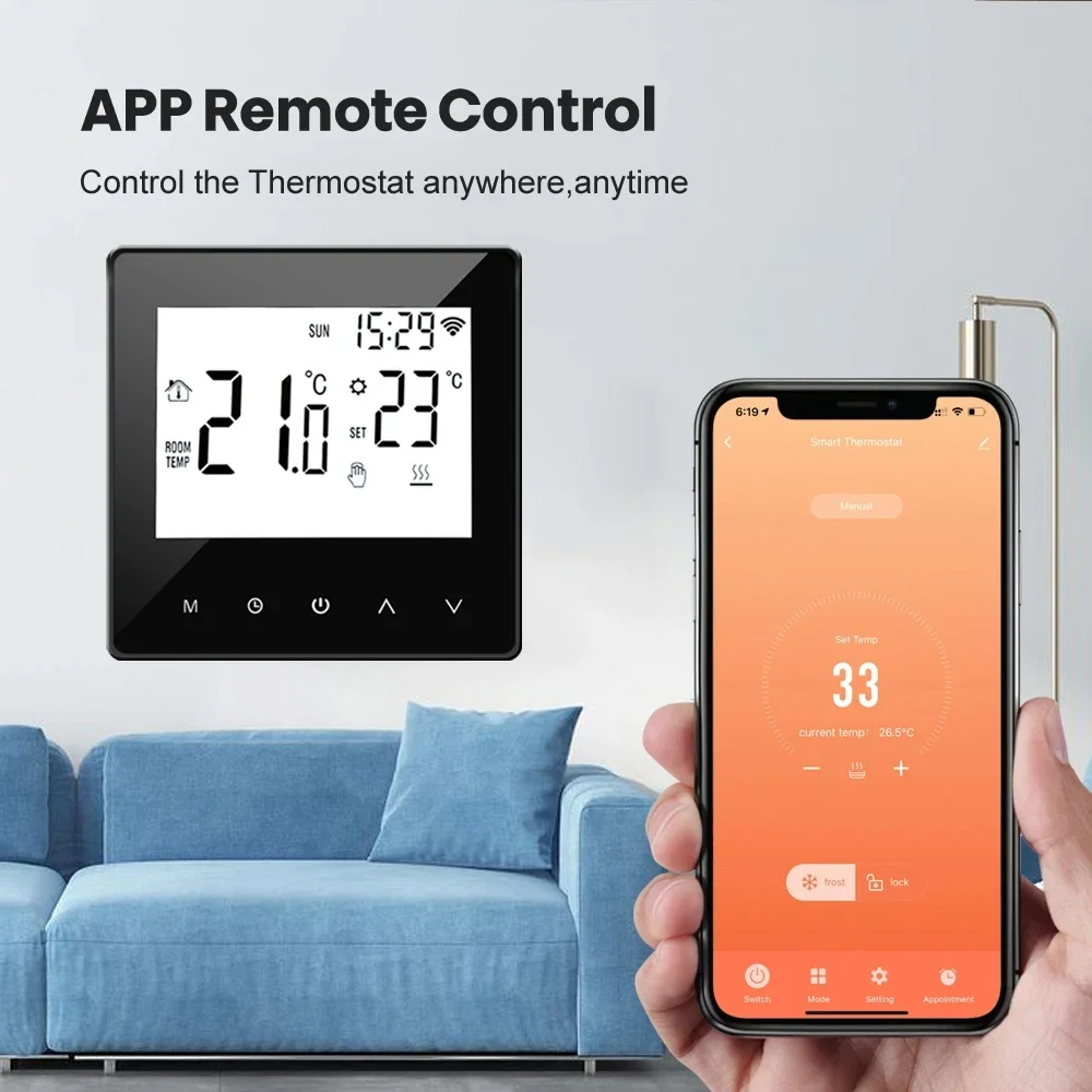 Фото Термостат для газового котла Tuya Zigbee, Wi-Fi контроллер температуры комнатной воды/электрического подогрева пола, работает с Alexa Google Home №3