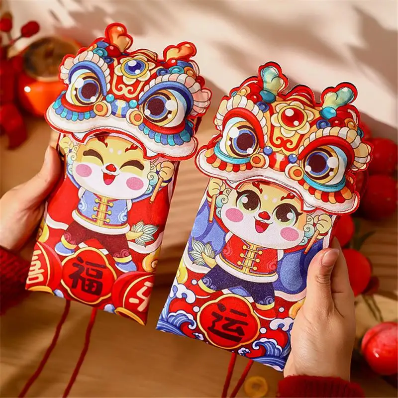 Li Shi Feng Новая красная сумка-конверт Новогодние деньги Ткань в китайском стиле Красный конверт Пробуждение льва Весенний фестиваль Новая ткань
