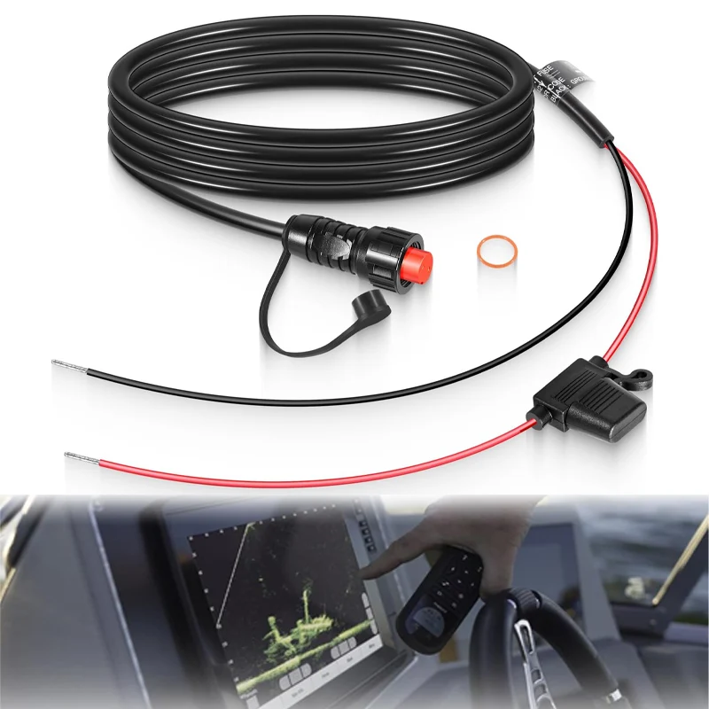 Garmin 010-11425-01 Кабель питания с резьбой 6 футов/1,8 м — подходит для Garmin GLS, GPSMAP, GSD, LiveScope — включает стопорное кольцо