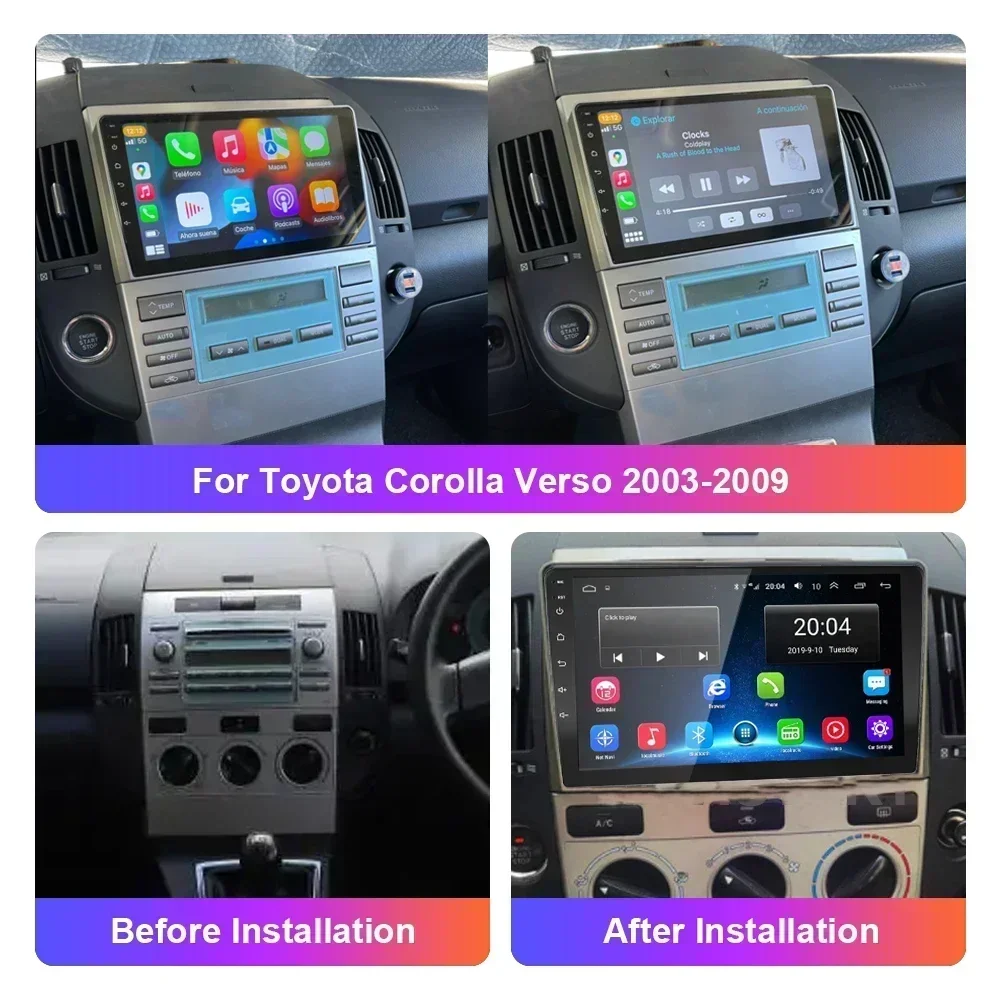 Фото Для Toyota Corolla Verso AR10 2004-2009 Android 14 Автомобильный радиоприемник Мультимедийный стереоплеер Автоматическая навигация GPS 2Din DVD головное устройство №2