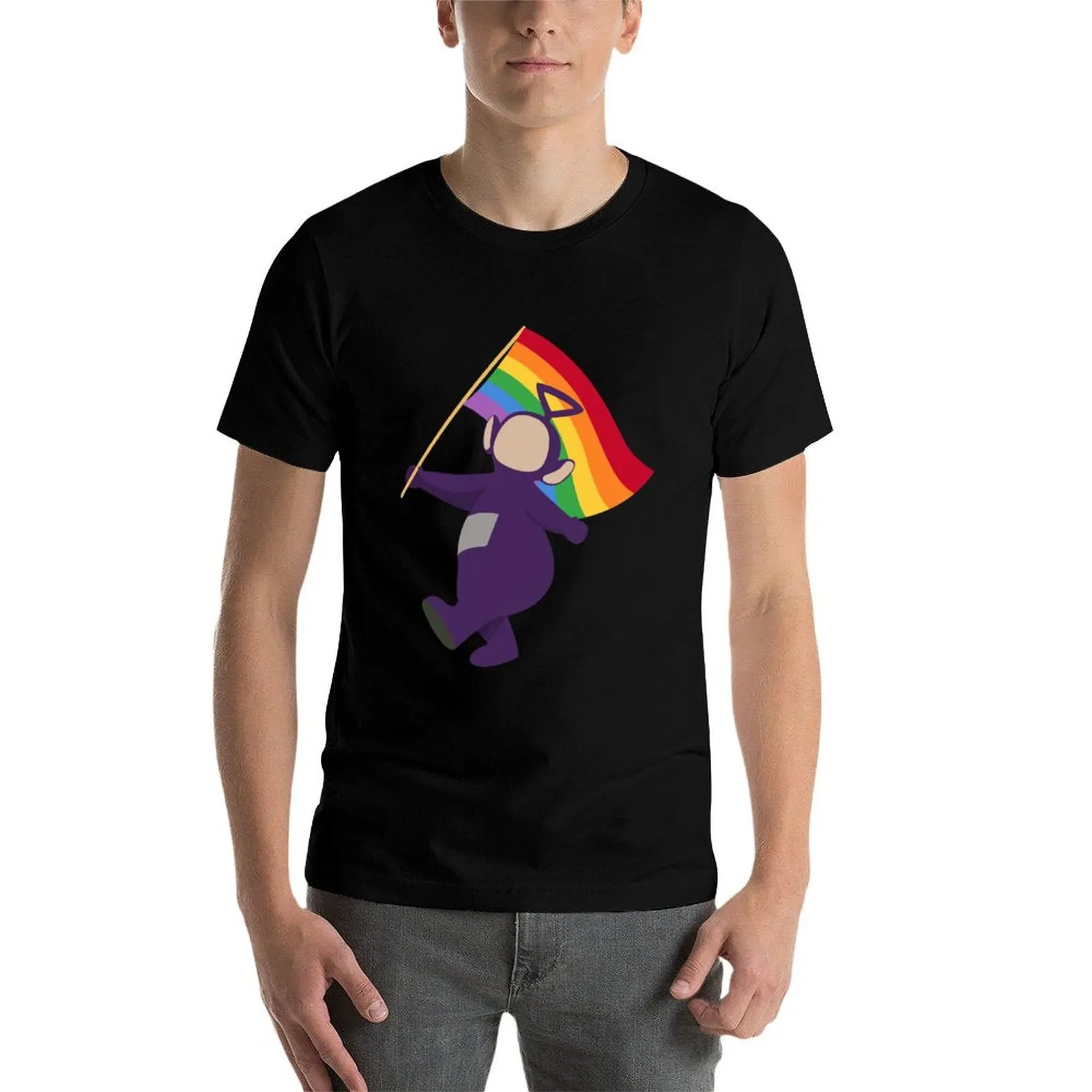 Фото Музыкальная детская футболка Tinky Winky Pride, подарок для любителей кино, мужская футболка из хлопка, забавные футболки из 100% хлопка, футболка №4