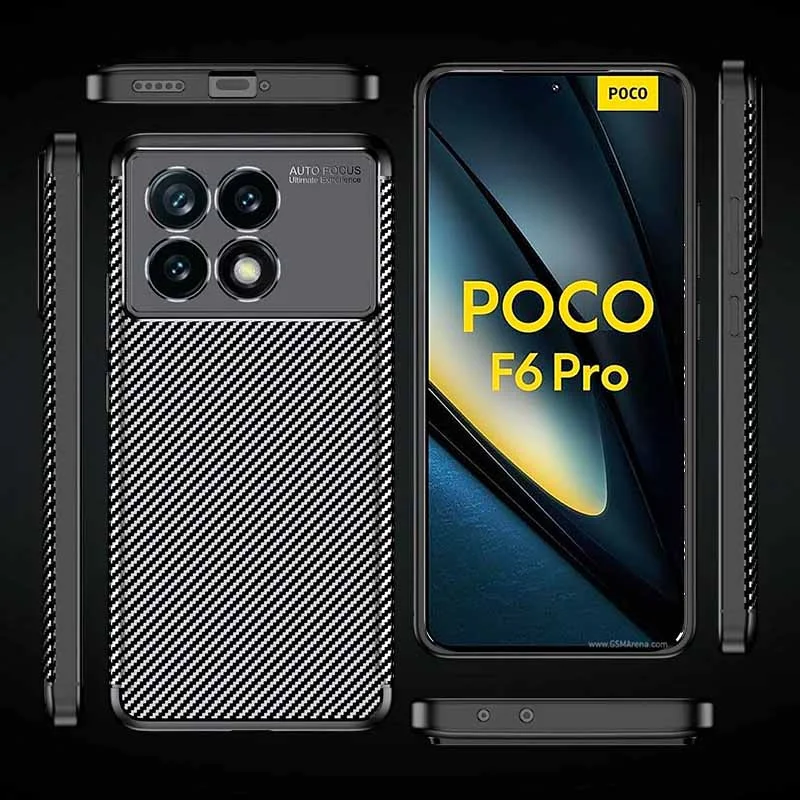 Мягкий силиконовый чехол из углеродного волокна для Xiaomi Poco F6 Pro PocoF6 5G, противоударный бампер, броня Capas Little F6 Pro Poko F6Pro 5G