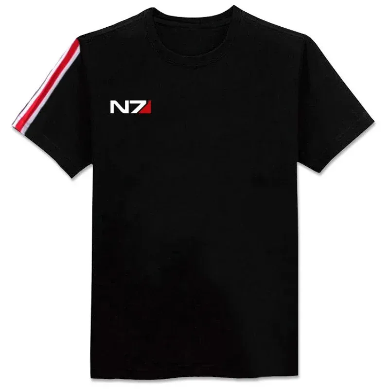 Фото Mass Effect N7 Косплей Harajuku Летняя мужская футболка Футболки Хлопковая одежда Повседневная уличная одежда Повседневная модная спортивная одежда №5