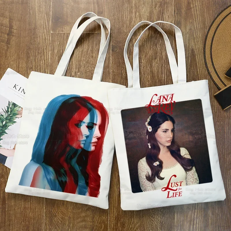 Фото Lana Del Rey Singer Fans Unisex Холщовая сумка через плечо Холщовая сумка Eco Just For Life Сумка для покупок Холщовая сумка Сумка для ежедневного использования №2