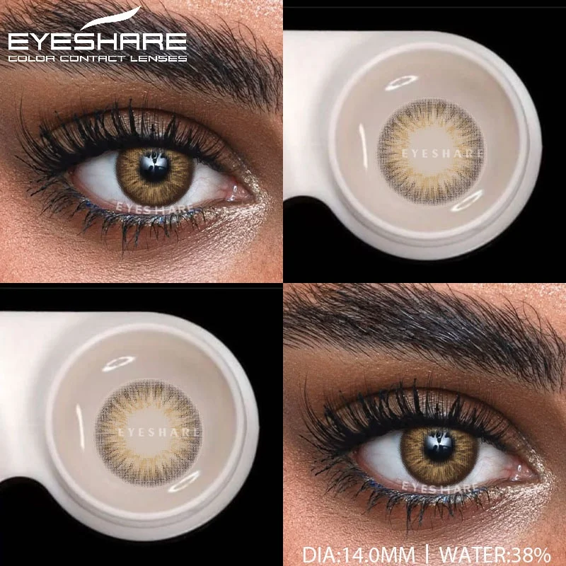Коричневые линзы EYESHARE, 1 пара цветных контактных линз для глаз, для темных глаз, натуральные контактные линзы, модные линзы, ежегодные синие линзы