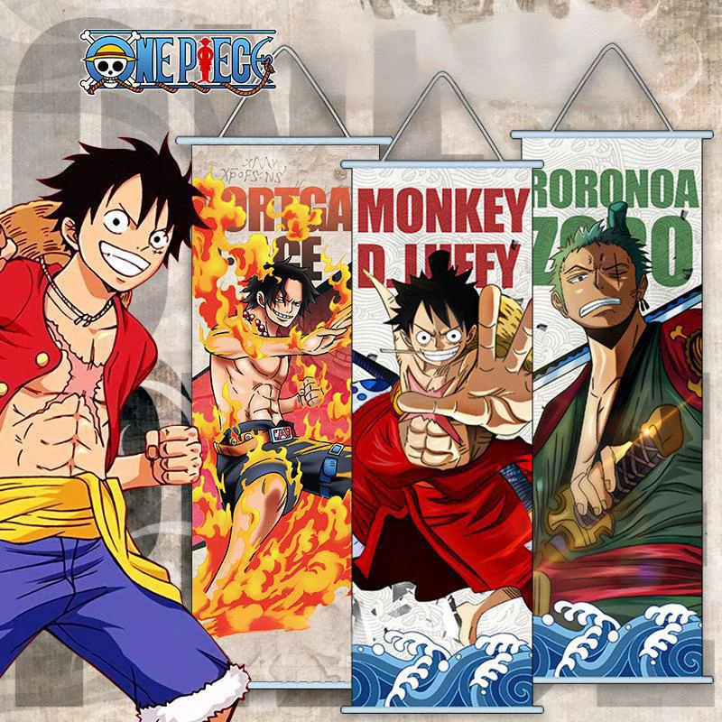 One Piece Anime 2D Wall Scroll — шелковая ткань, периферийное настенное искусство с ударом Хэнкок и Нами, декор стен комнаты для фанатов