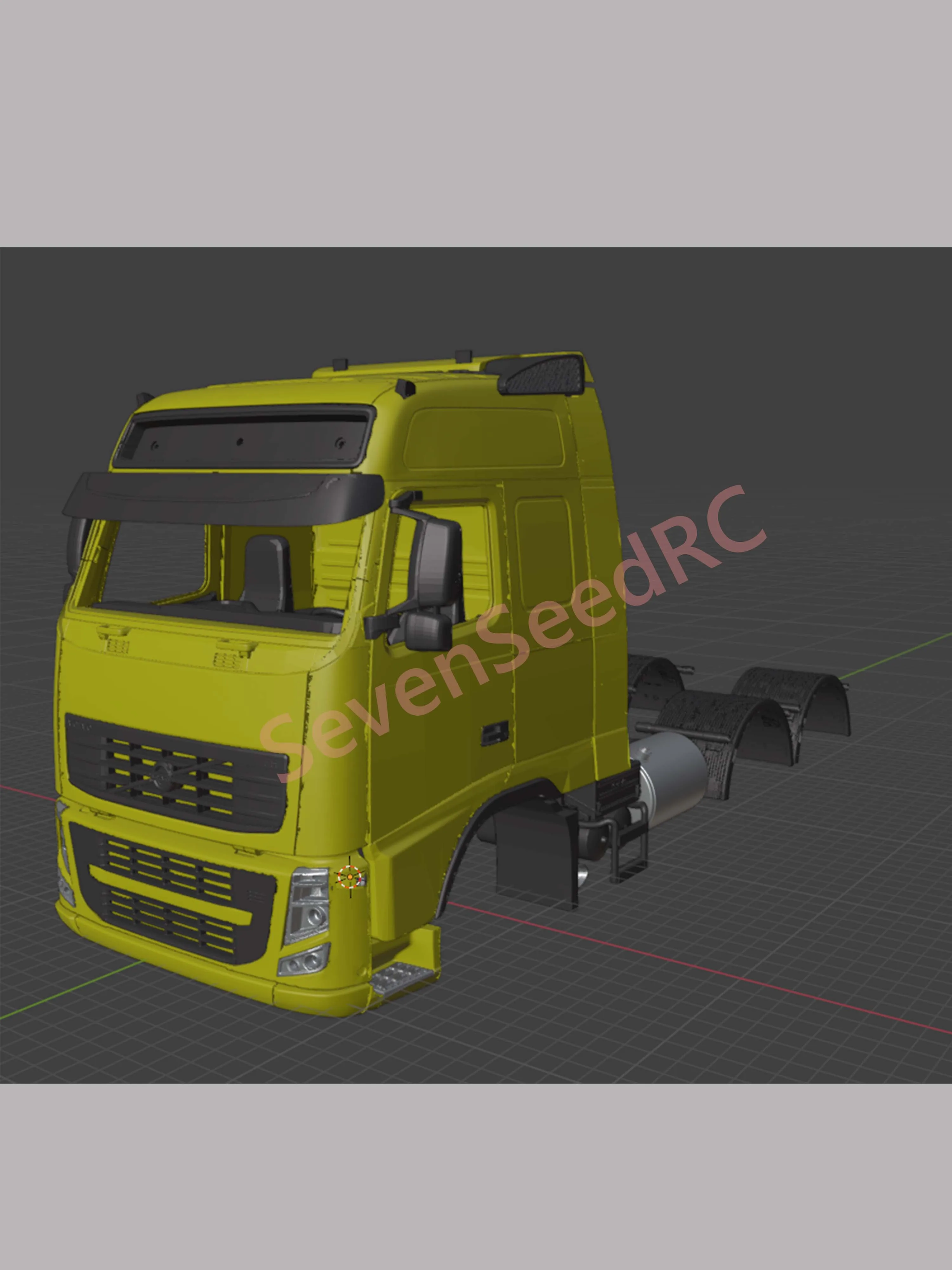 Комплект грузовой кабины с 3D принтом Volvo FH16 Globetrotter 2010-2014 CAB Tamiya Lesu Lxy Scaleclub SCX10 trx6