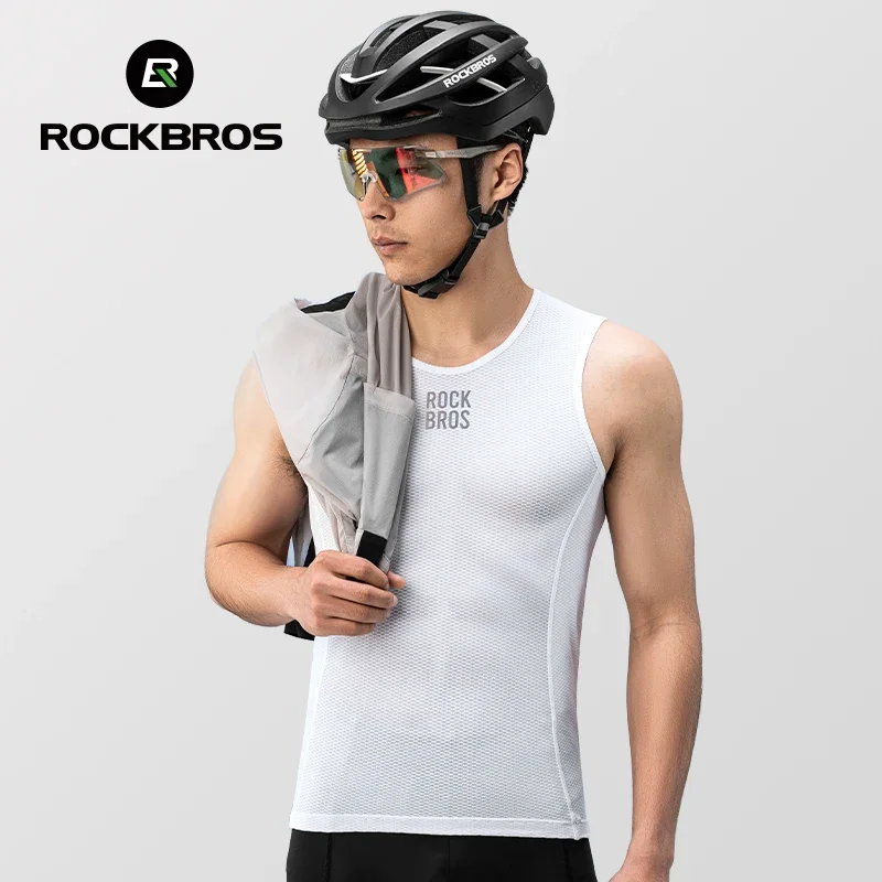 ROCKBROS мужской велосипедный жилет базовый слой топ летний MTB велосипедный трикотаж дышащее сетчатое нижнее белье одежда для велоспорта без рукавов