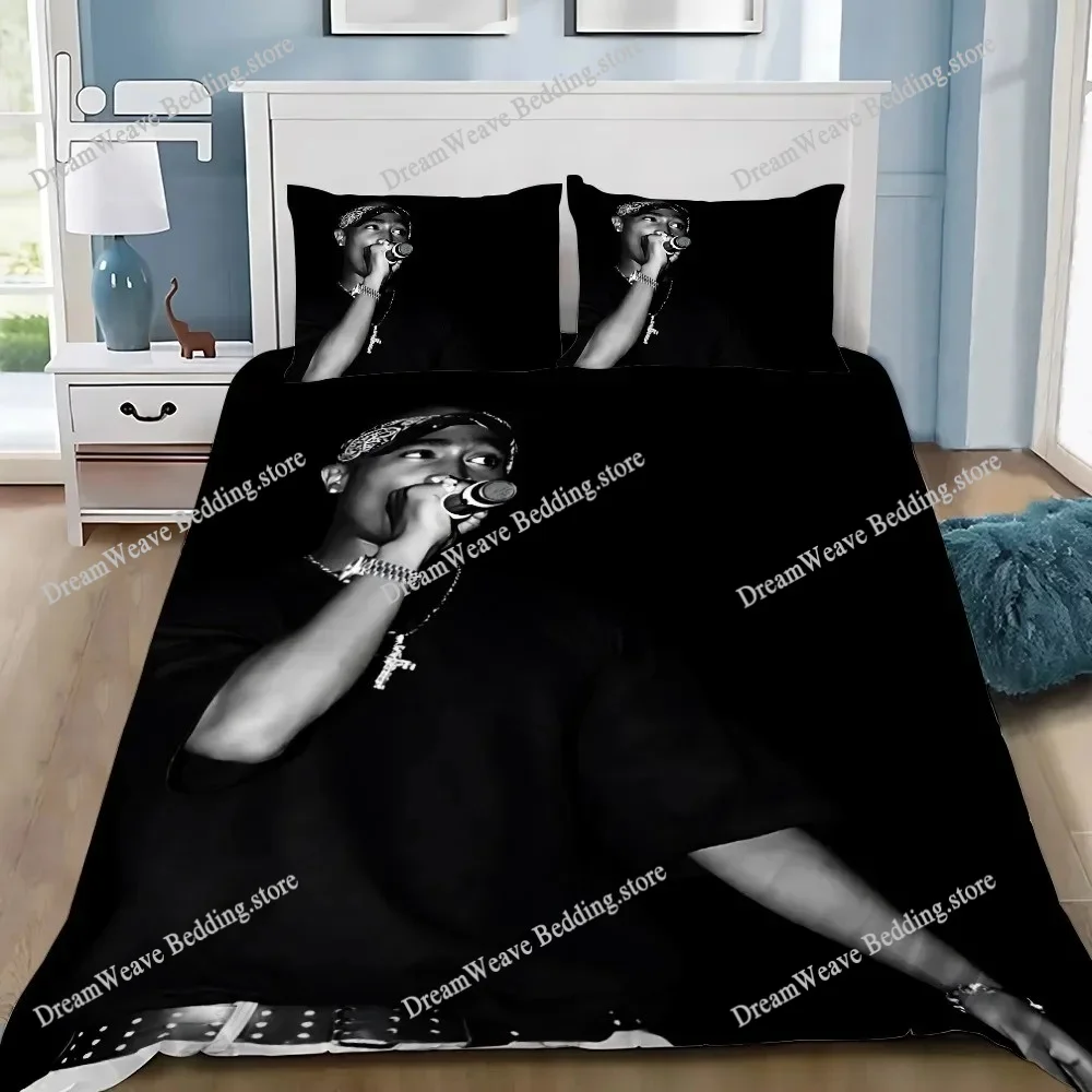 Фото Изысканные обои 3D 2Pac Tupac в стиле хип-хоп, комплект постельного белья с цифровой печатью, одеяло, кровать для молодежи, детей, девочек и мальчиков, роскошный подарок №5