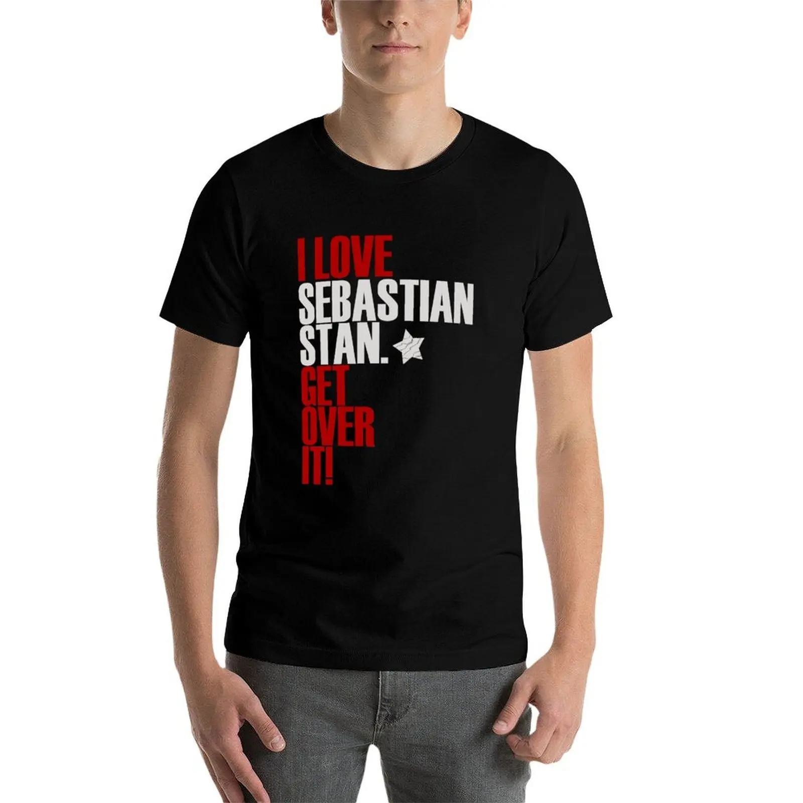 Фото Футболка I Love Sebastian Stan Get Over It, футболки из 100% хлопка, мужская футболка из хлопка, футболка высокого качества №4